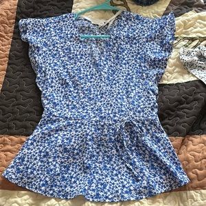 Blue Flowered Blouse, Medium, *Worn only Once*